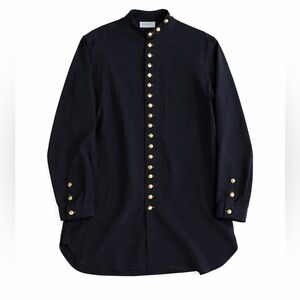 Yohji Yamamoto Black Shirt Jacket with Gold Accents